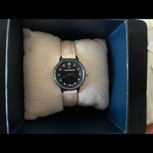 Lucky Brand Stainless Steel Watch with Cream Leather Band